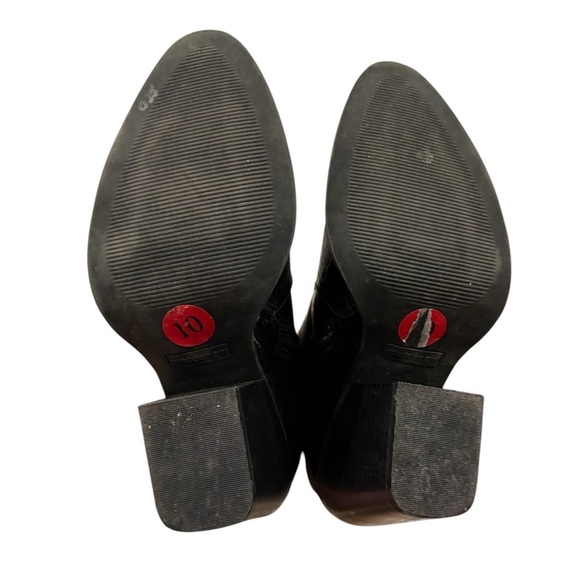 Madden Girl KICCK Croc Black Booties Faux Leather Ankle Chunky Heel Size 10 - Picture 4 of 5